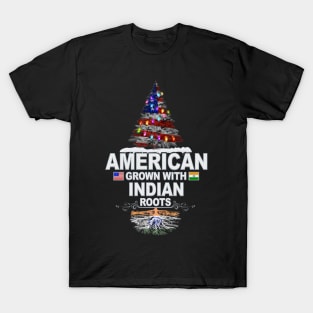 Christmas Tree  American Grown With Indian Roots - Gift for Indian From India T-Shirt